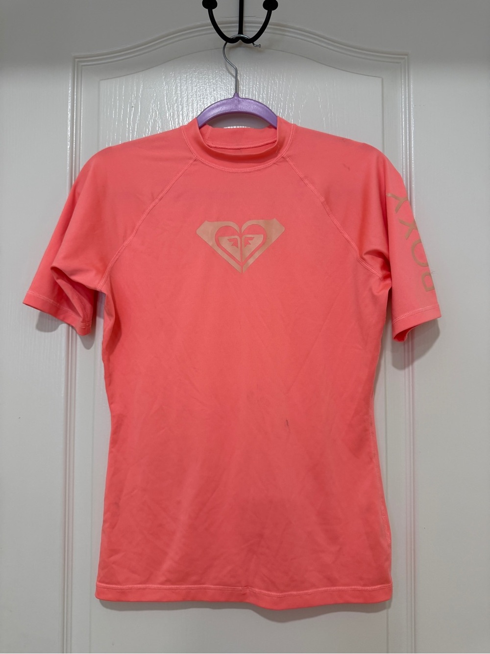 Roxy Coral Pink Short Sleeve Rash Guard Coverup